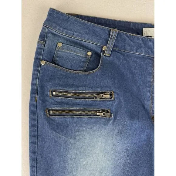 Boo Radley Ankle Jeans Zipper Pockets Moto Grunge Emo Goth Womens Size 16 - Picture 6 of 12